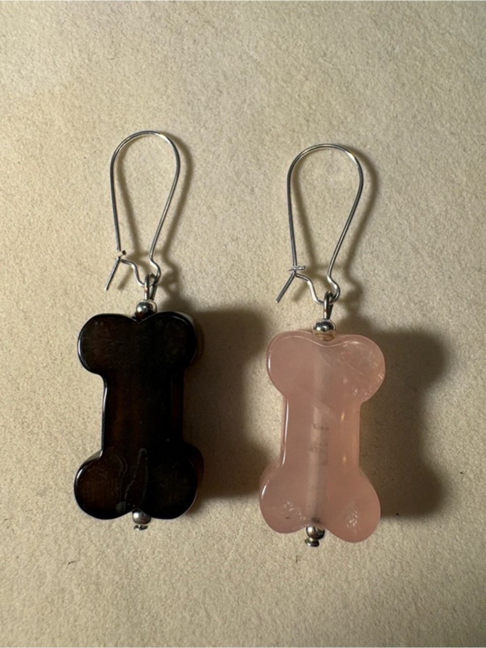 Dog Bone Drop Earrings - Quartz Stone